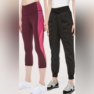 LULULEMON bundle set of 2 dance studio joggers size 6 legging Colour Me 21 black